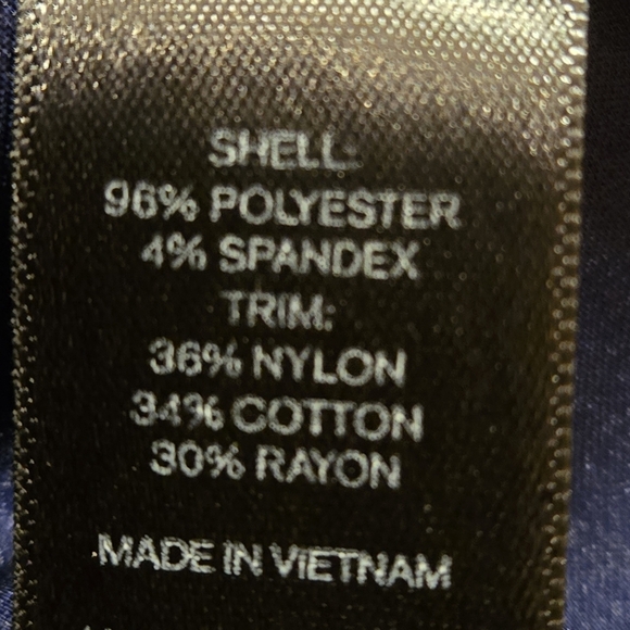 Express Women's Blue Chiffon Blouse Cap Sleeved Black Inlaid Lace Yoke Size XS - Picture 7 of 9